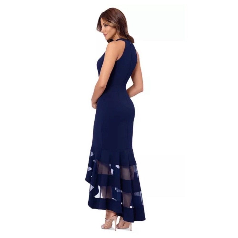 XSCAPE Womens Navy High Low Hem Midi Dress Size 18 W style 2433XW Party Formal